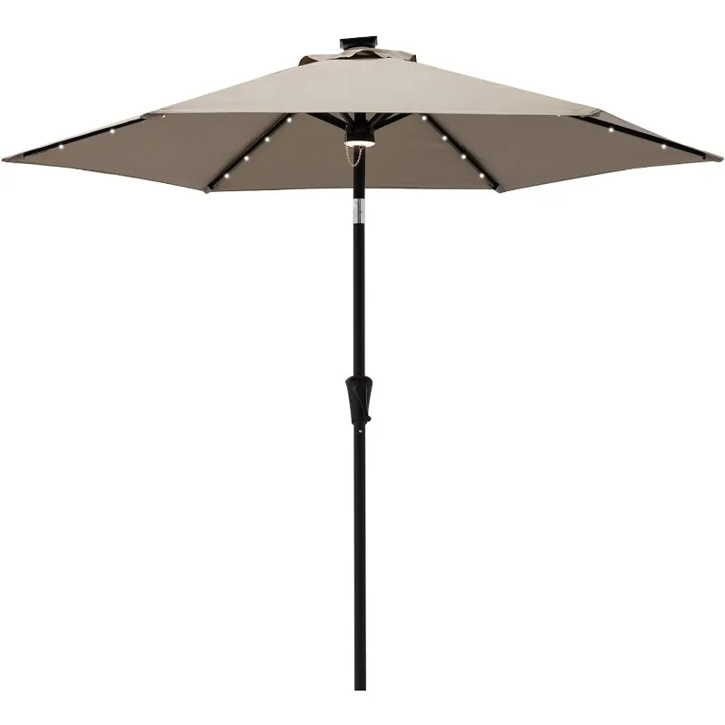 Parapluie d'extérieur de 7.5 pieds avec lumières LED solaires et inclinaison