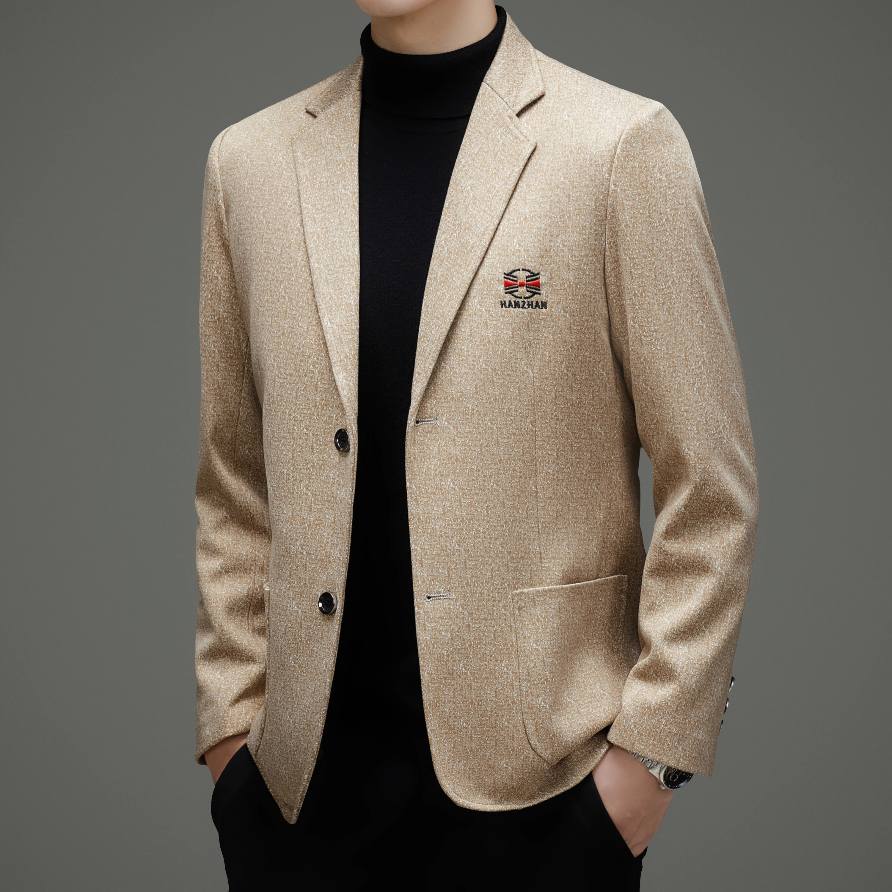 

2026 Spring New Design Embroidered Double-breasted Business Casual Suit Jacket for Men - High-end, Casual and Fashionable Men's