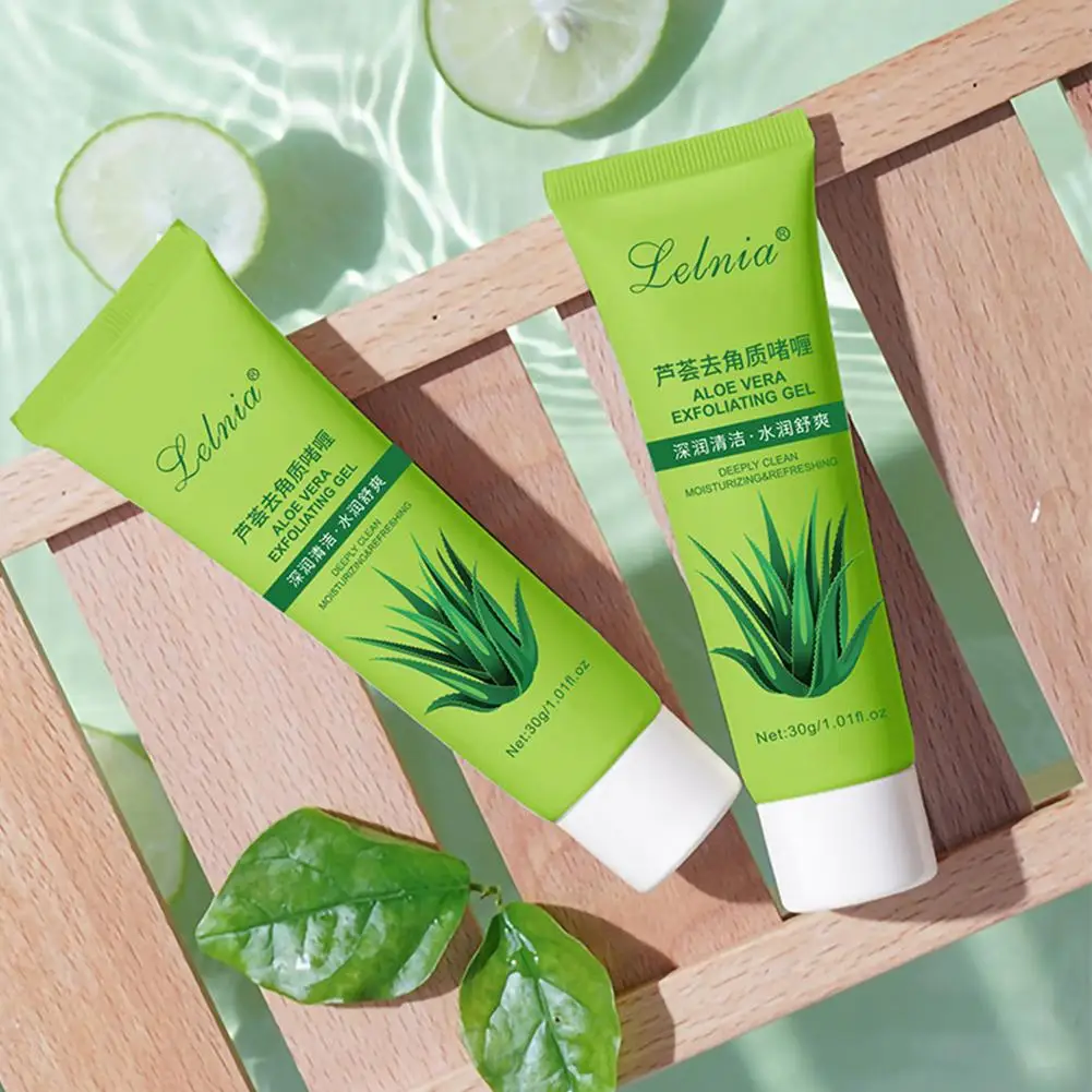 

Exfoliating Aloe Vera Gel - Deep Cleansing Face & Body Scrub, Gentle Exfoliation Cream for Smooth Skin Care 30g S9R0