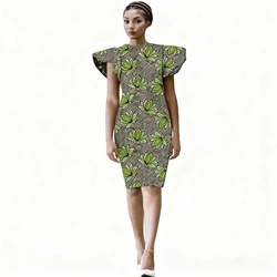 Vestido de cuello redondo de estilo nigeriano cortado a mano para mujer, una sola capa, estampado africano, manga raglán, diseño, traje Ankara