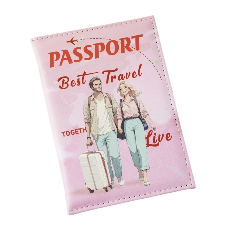 

Couple Lovers Passport Holder Pink Blue Case Travel Passport Cover Sleeve with Business ID Credit Card Slot Passport Protector