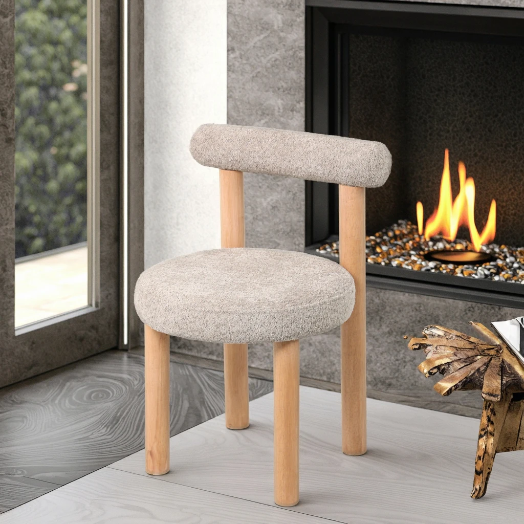 Nordic Fabric Single Armless Accent Chair Wooden Leg Leisure Chair Living Room Chair