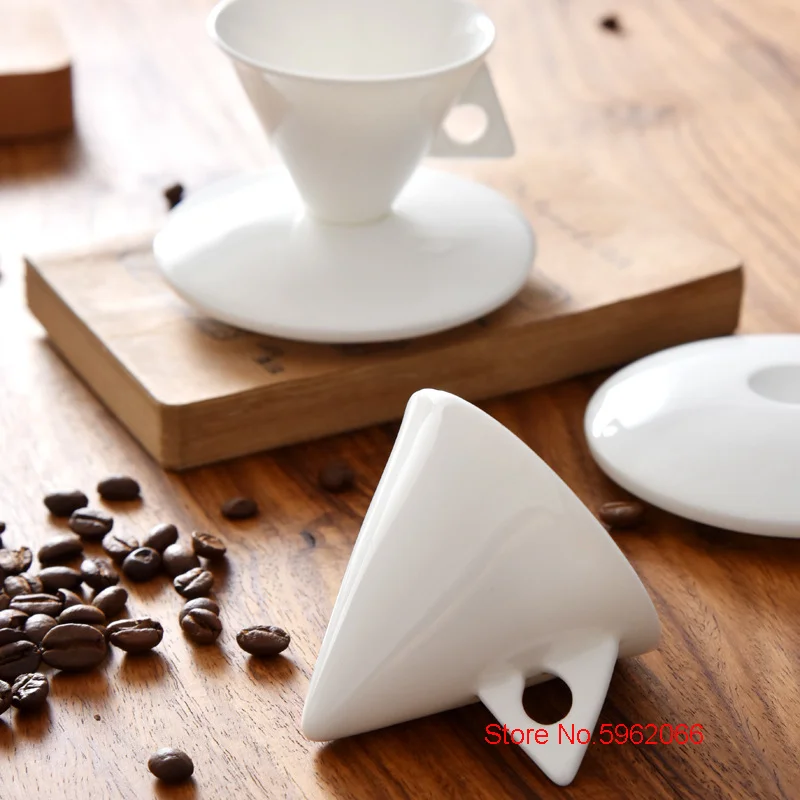 Instagram Hot Creative Cone Espresso Mug And Saucer Set Bone China Black Coffee Cup Inverted Pyramid ESPRESSO SHOT For Cafe Shop