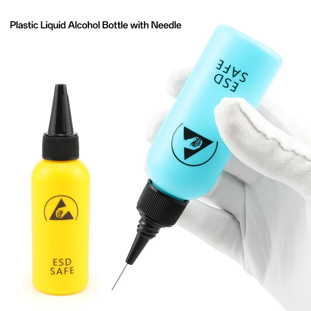 60ml Needle Tip Dispensing Bottle, Anti-static Liquid Squeeze Bottle with Precision Applicator Needle for Alcohol Solvent Repair