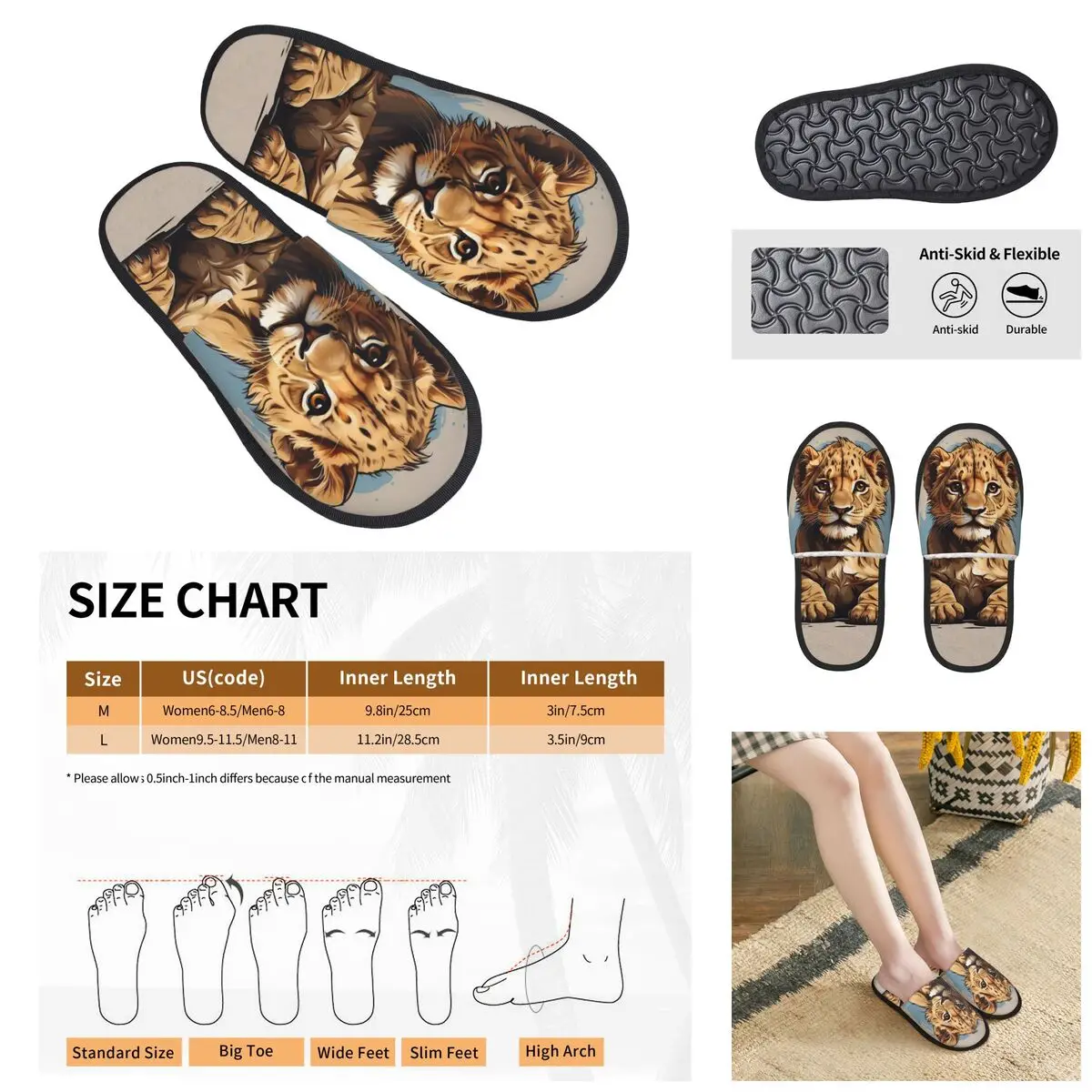 Cool Animals, Lions, Tigers, panda Men Women Furry slippers,Cosy pantoufle homme Home slippers