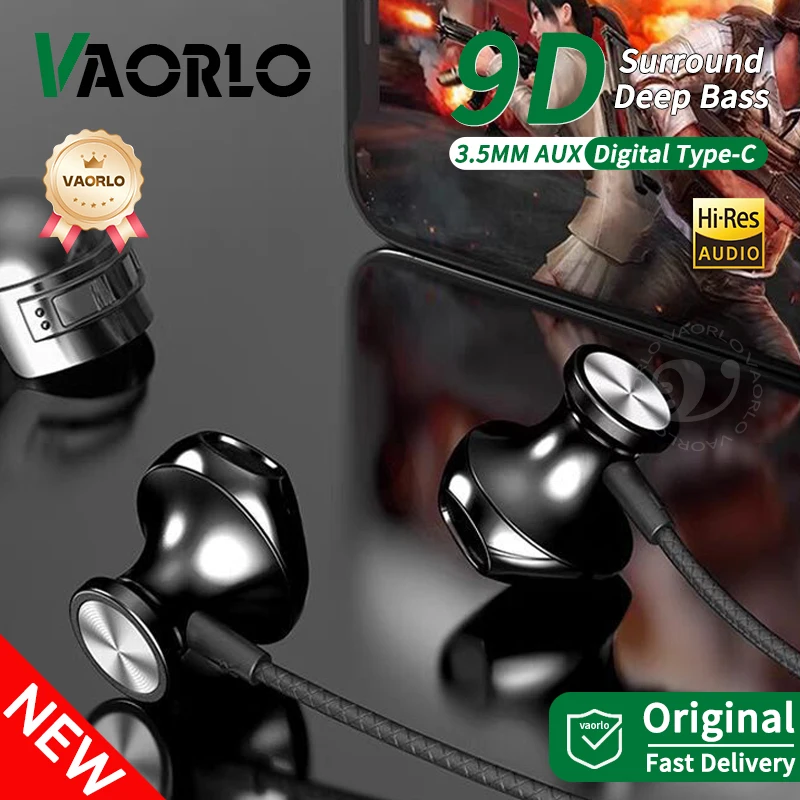 Auriculares intrauditivos con cable y Chip Digital, cascos intrauditivos de graves pesados HiFi 9D AUX/Type C de 3,5mm para Samsung, Android, Huawei, Xiaomi, iPad y PC