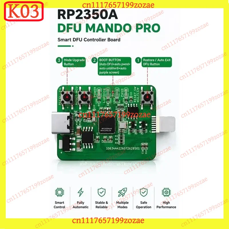 K03 Automatic DFU Tool MANDO RP2350A PRO for Phone Repair Enter DFU PWN Mode, Replacement Parts