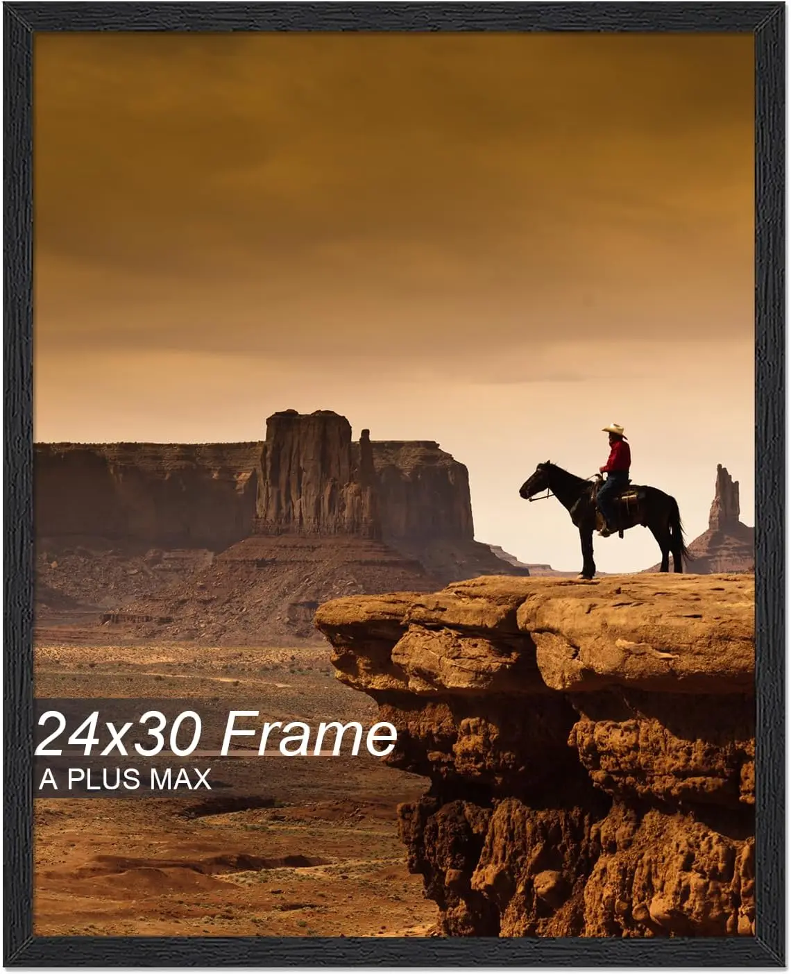 

Рамка для картин 24x30, черная, из инженерной древесины, для настенного размещения, легкая, с текстурой дерева - 1 шт.