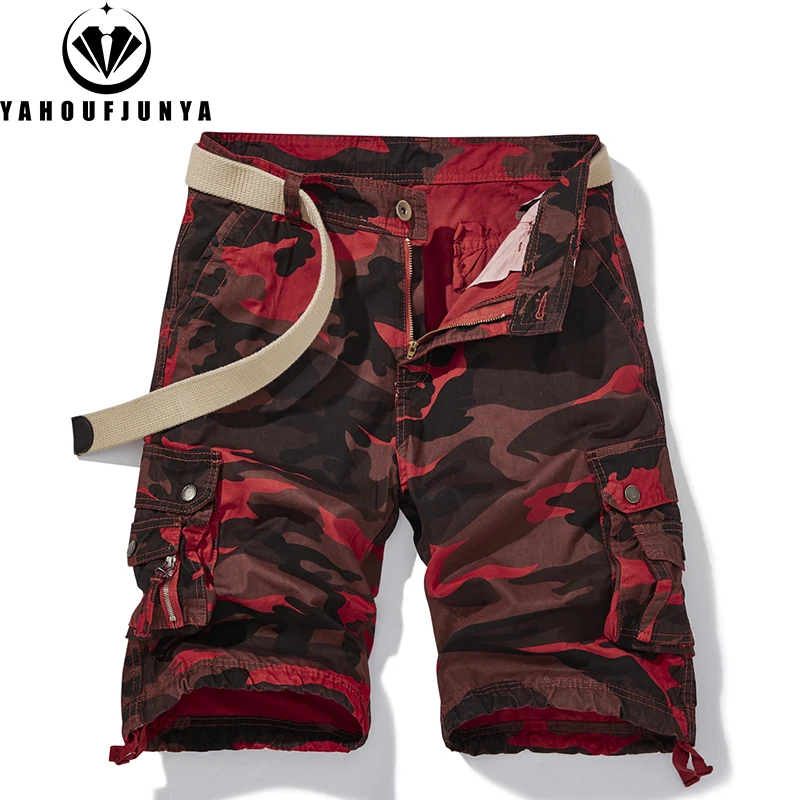 New Men Summer Cotton Buttons Camouflage Tooling Straight Shorts Men Breathable Outdoor Leisure Fashion Comfortable Shorts Male