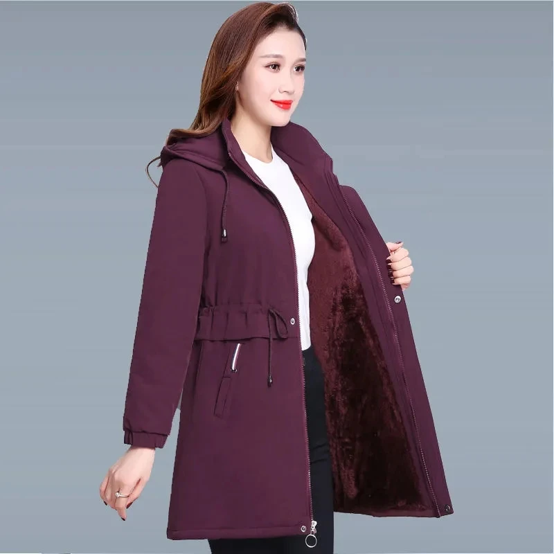 

Parkas For Women Winter Add Velvet Windbreaker Overcoat Female Plush Thick Warm Cotton Coat Female Winter Jacket Large Size 6XL