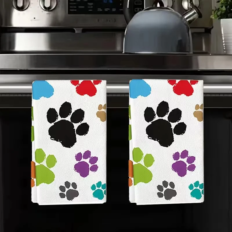 عبوة من مناشف المطبخ المطبوعة بمخالب الكلب | 40x60 سم | سوبر ماصة لينة | متعددة الاستخدامات كمنشفة الشاي وقماش الأطباق وقماش التنظيف #1