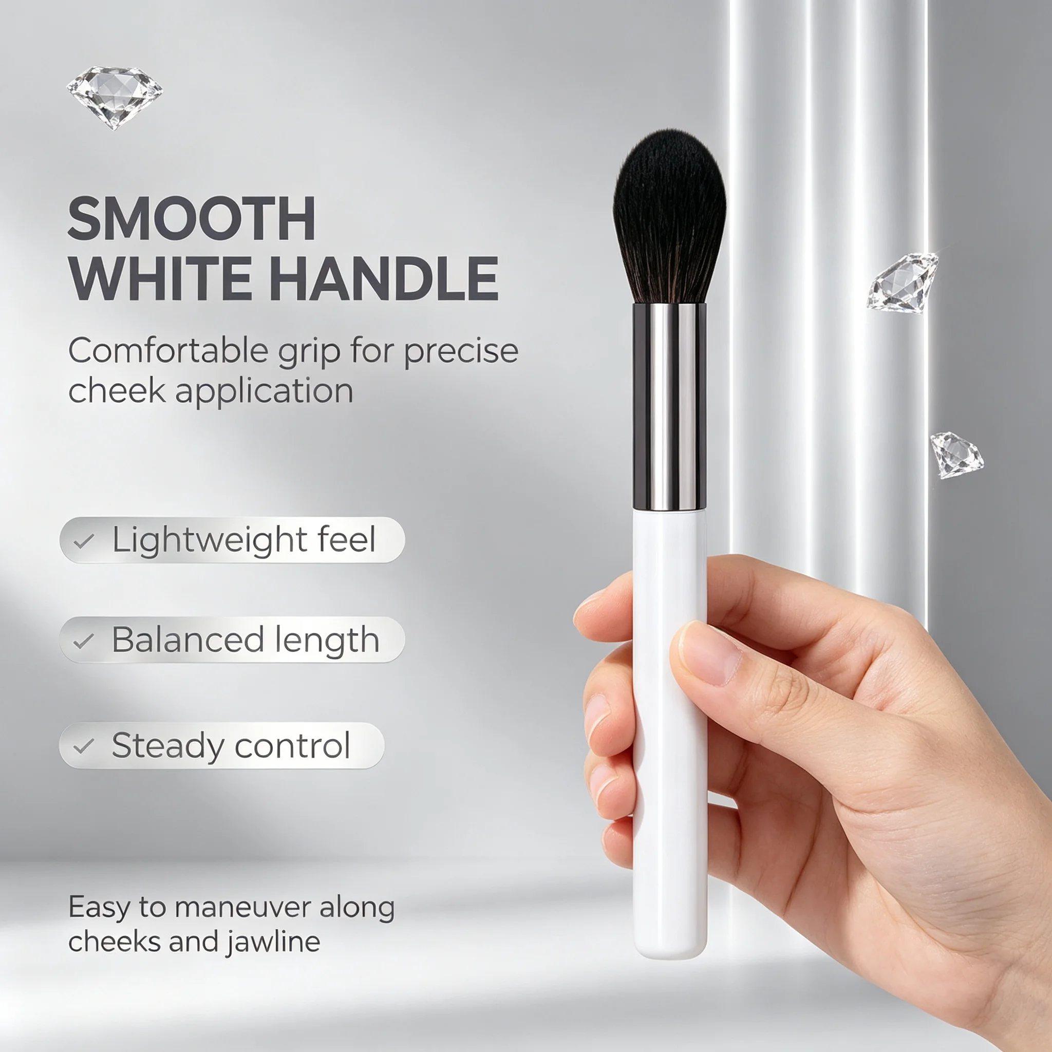1PCS Multi-Use Face Makeup Brush,Cosmetic Tool for Blush, Contour, Highlight and Setting Powder, Smooth Blending
