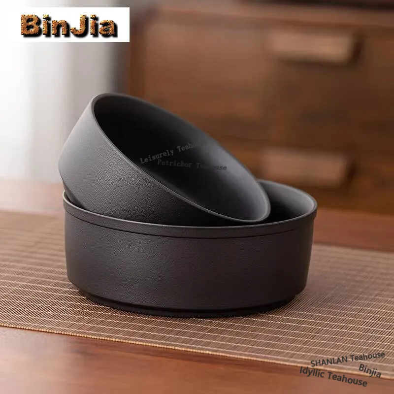 Zen Black Pottery Jianshui Tea Wash Tea Dust Cylinder Barrel Water Washing Slag Tank Household Chaxi Tea Ceremony Supplies Craft