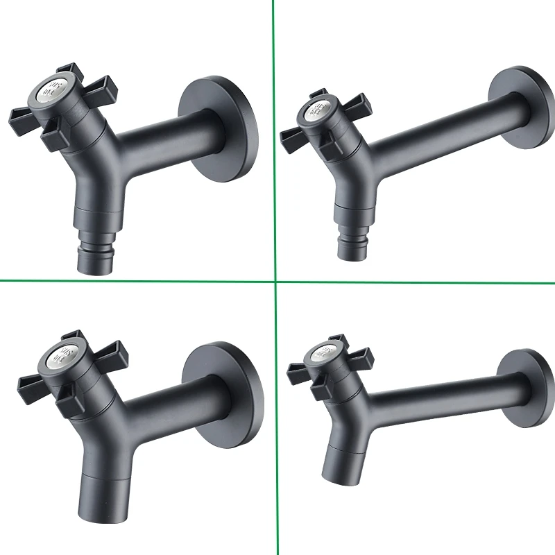 New design 304 Stainless steel Black Wall Mounted Washing Machine Tap Mop Pool Tap Garden Outdoor Bathroom Water Faucet