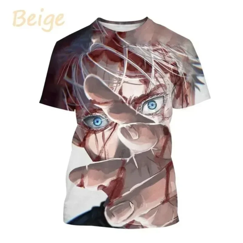 2024 Summer New Anime Cool Character 3D Printed T-shirt Fashion Men\'s Harajuku Street Loose Comfortable Breathable Top T-shirt