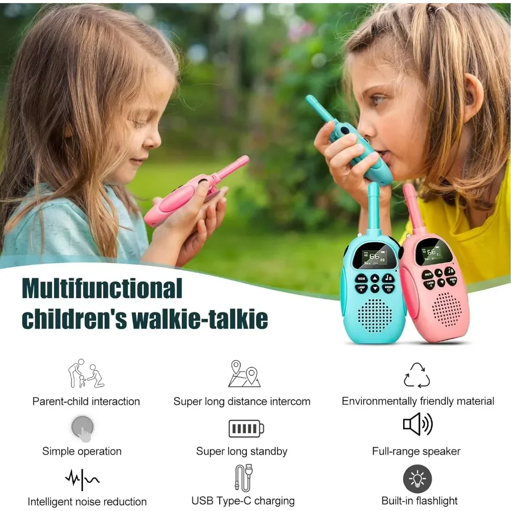 Kids Toys Children Gifts Walkie Talkies for Kids 2 Pack Rechargeable Battery 22 Channels 2 Way Radio 3KM Long Range