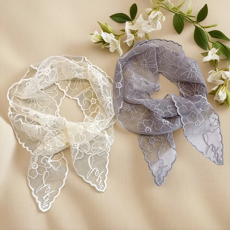 ลูกไม้ผ้าพันคอผ้าไหมฝรั่งเศส Retro ผู้หญิงแถบคาดศีรษะ,ขนาดเล็กยาวแถบแคบ INS ผูกผม Streamer ผูกกระเป๋าชุด