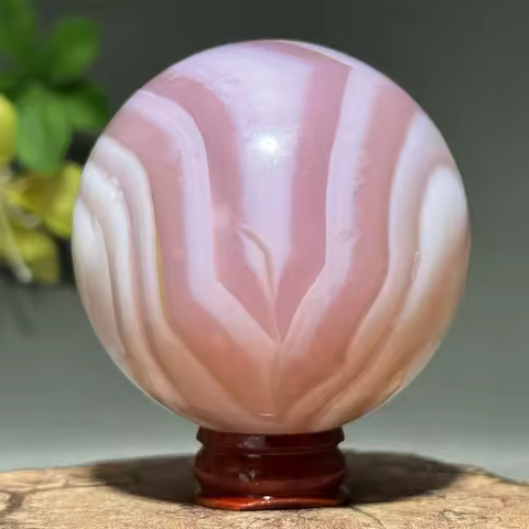 Natural Pink Agate Ball Mineral Quartz Crafts Home Office Ornaments Reiki Energy Witchcraft Spiritual Meditation