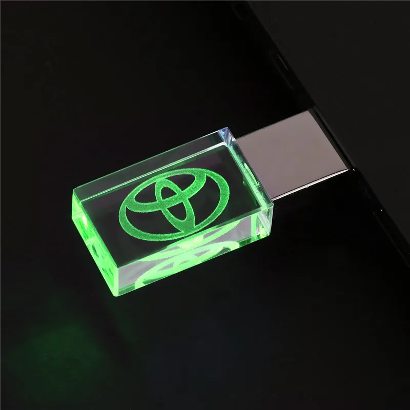 New Car Gift Fashion Crystal USB Flash Drive 128GB with LED Light Memory Stick Free Customized Logo Pen Drive External Storage