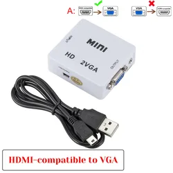 HDMI-compatible to VGA Adapter With Audio VGA to HD Converter HDMI Adapter for Notebook 360 DVD PS3 PC HD 1080P TV Box Projector