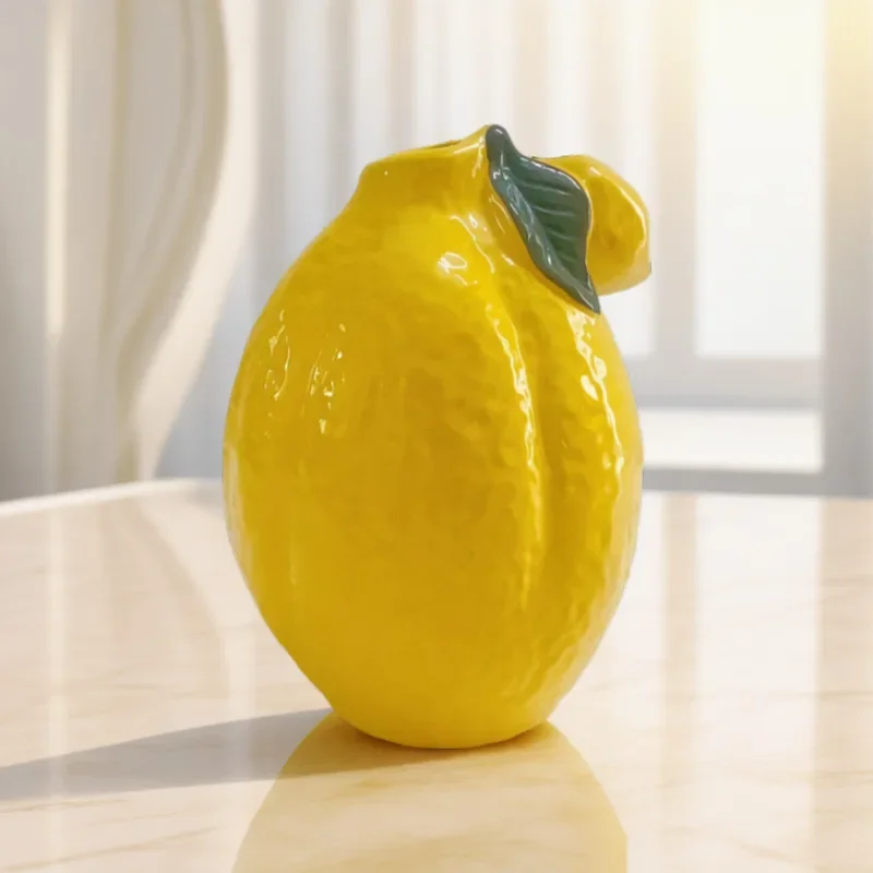 Lemon ceramic vase decoration Nordic ins Feng Shui cultivation flower vase home fresh desktop decoration crafts