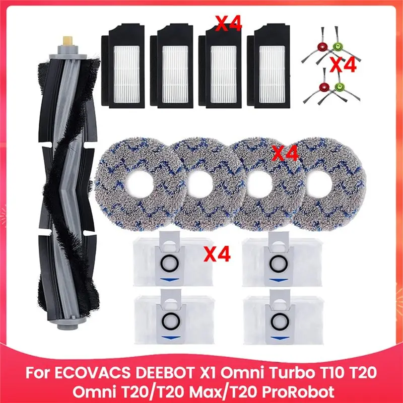 

Запчасти для робота-пылесоса ECOVACS DEEBOT X1 Omni Turbo T10 T20 Omni T20/T20 Max/T20 Pro: основная и боковые щетки, фильтры, салфетки для влажной уборки, мешки для сбора пыли.