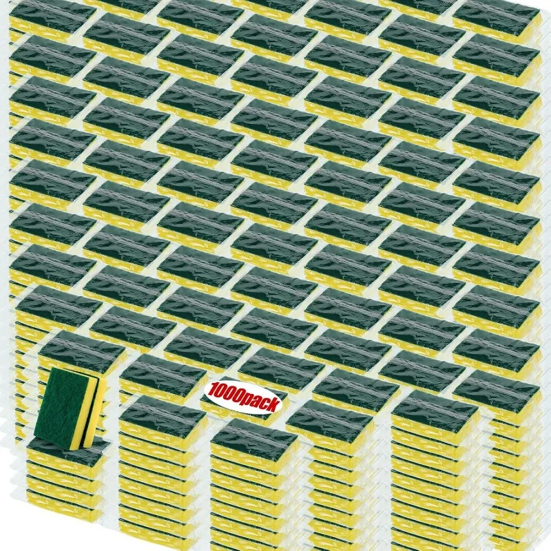 

1000 Pcs Individually Wrapped Sponge Dishwashing Sponge Bulk Non Scratch Scrub Sponges Kitchen Scouring Pad for Househol
