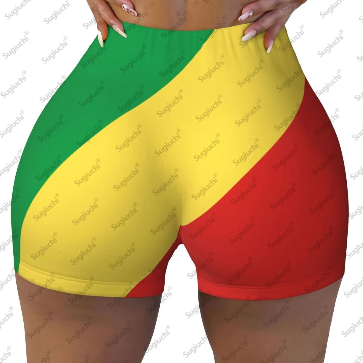 

2026 шорты для йоги с флагом Республики Конго для женщин, шорты для тренировок, подтяжки ягодиц, с высокой талией, шорты для бега в тренажерном зале