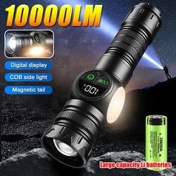 Powerful LED Flashlight White Laser Tactical Flash Light Rechargeable Torch with Magnetic Tail Long Range Lamp Camping Hunting L