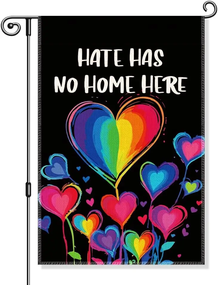 Hate Has No Home Here Garden Flag, Funny Rainbow Resist Flags for Outdoors, Civil Rights Human Rights Home Decor, Equality I EEZ