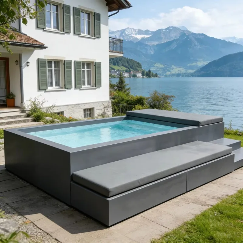Above Ground Fiberglass Pool Sofa Heater Pump Filter for Resort Villa Commercial Use Custom