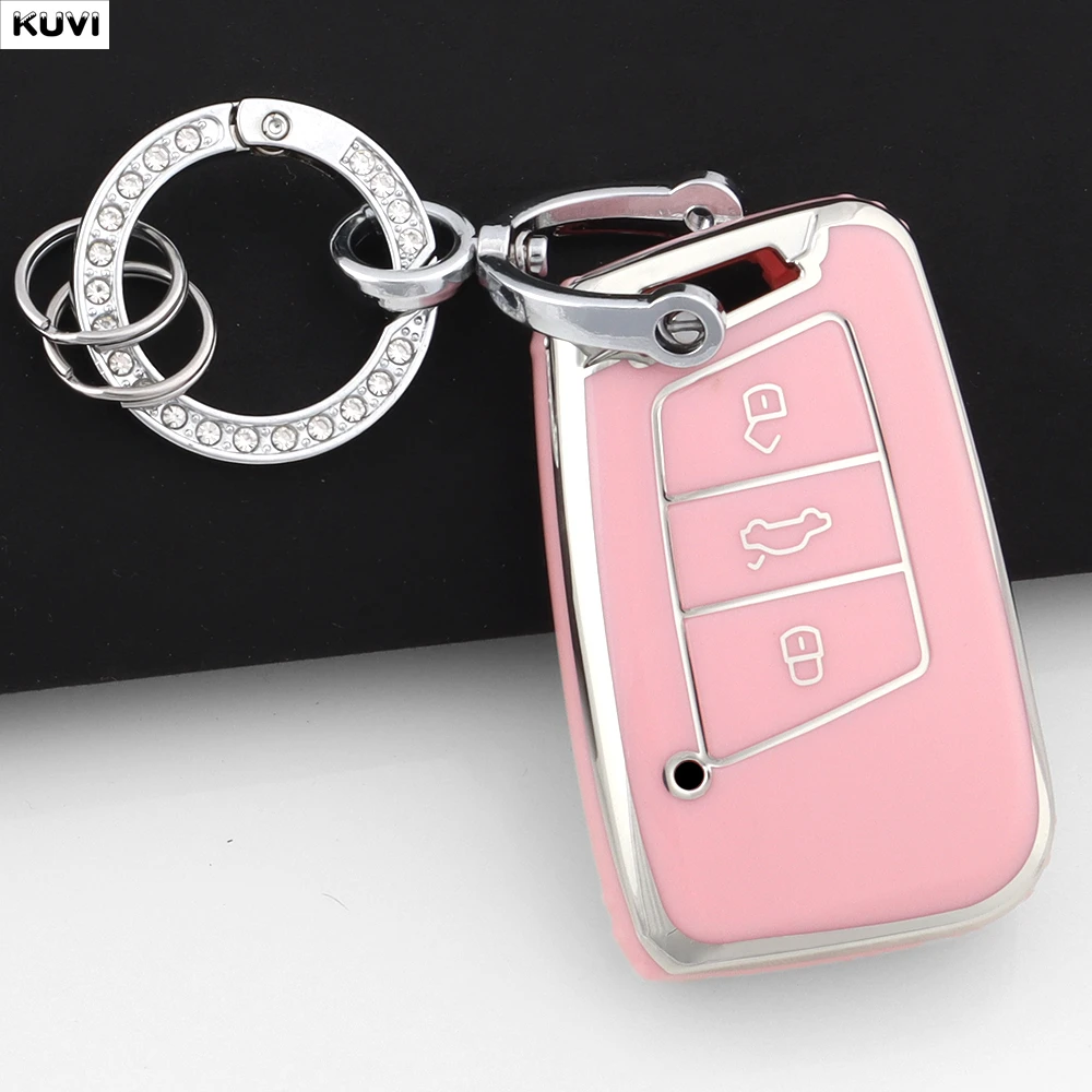 

TPU Car Remote Smart Key Case Cover Shell Keychain Fob For Volkswagen VW Magotan Passat B8 Golf For Skoda Superb A7 Accessories