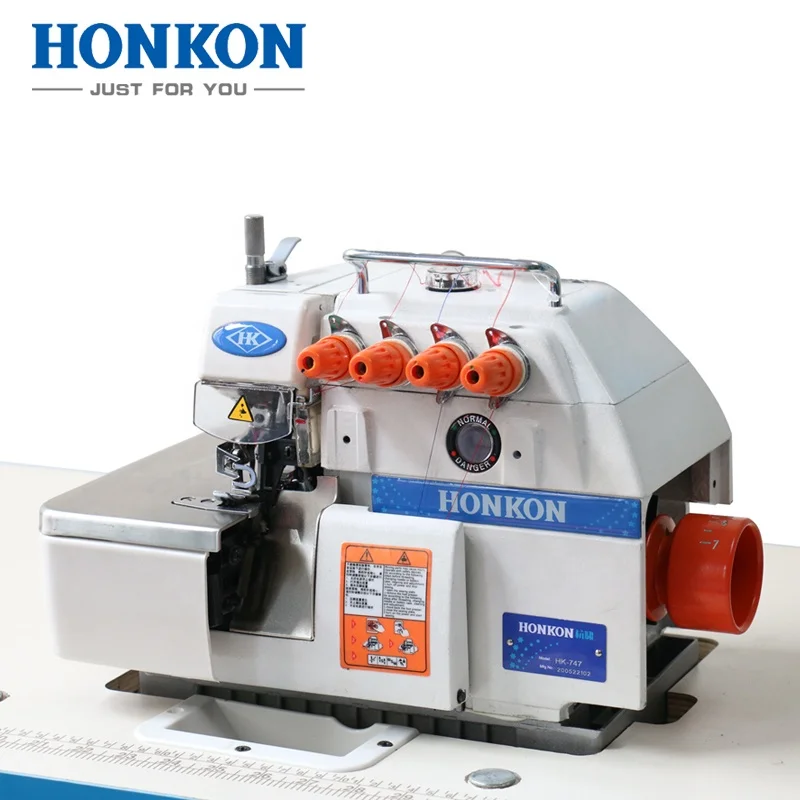 HK-747D Apparel Machine Direct Drive Super High Speed Overlock Industrial Sewing Machine 4 Thread 6mm Max. Sewing Thickness 37