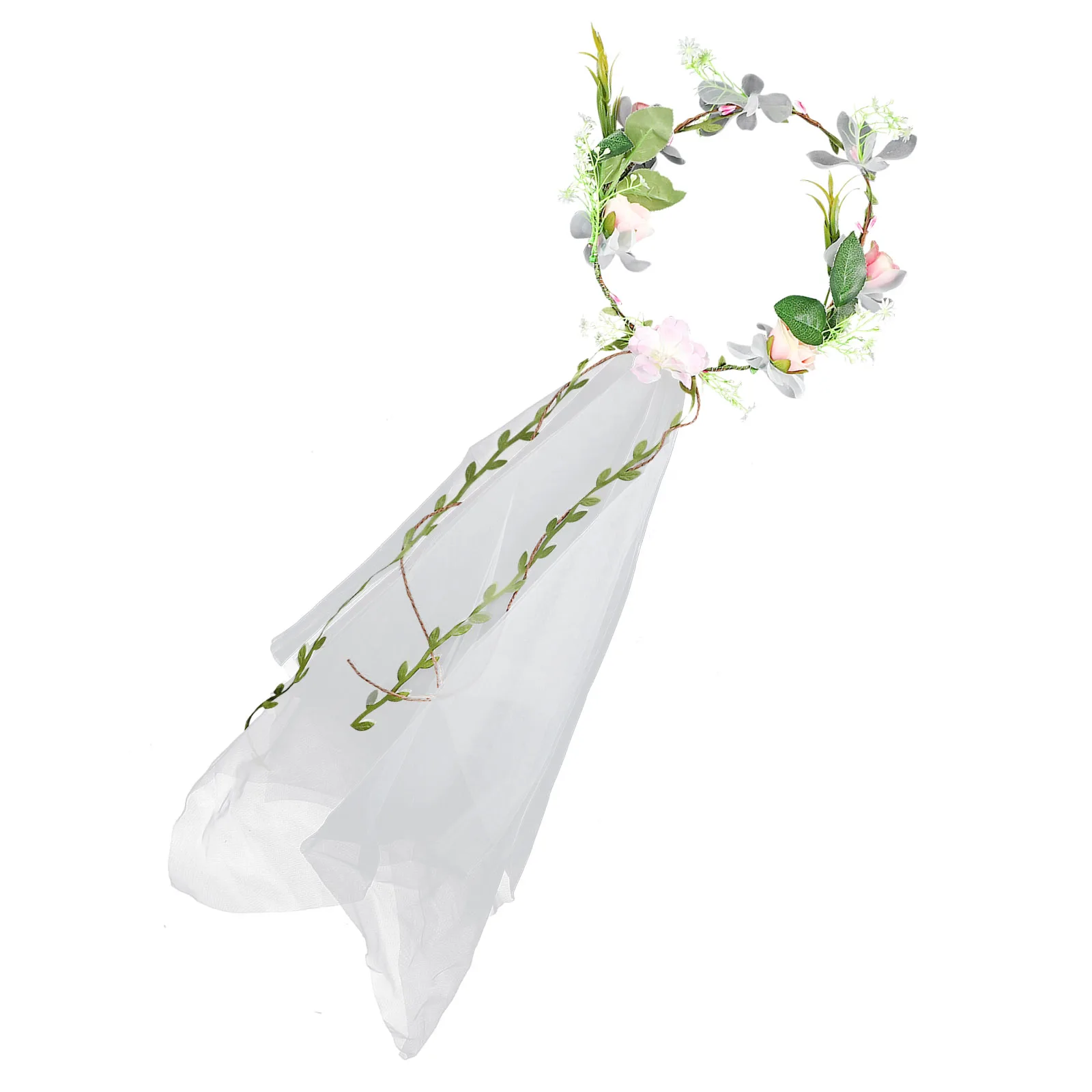 

1pc elegant Wedding Veil Bridal Hair Accessory Floral Gauze Garland Decor Veil For Party Prom Evening Celebration Honeymoon