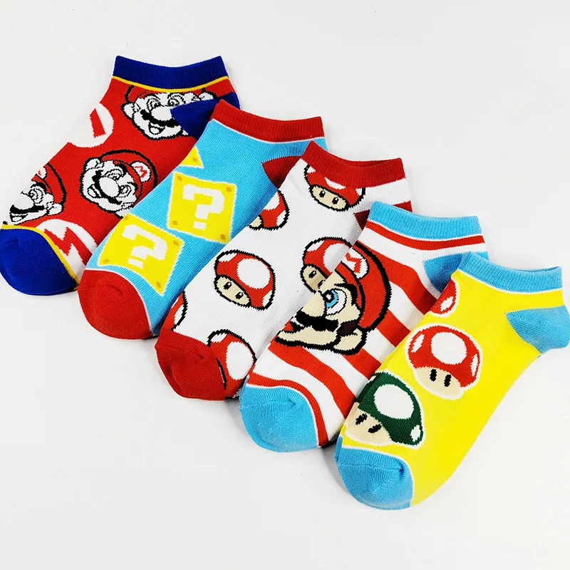 Super Mario Socks Student Cotton Cartoon Fashion Print Low-rise Socks Children's Anime Peripheral Mario Boat Socks Home Toy Gift