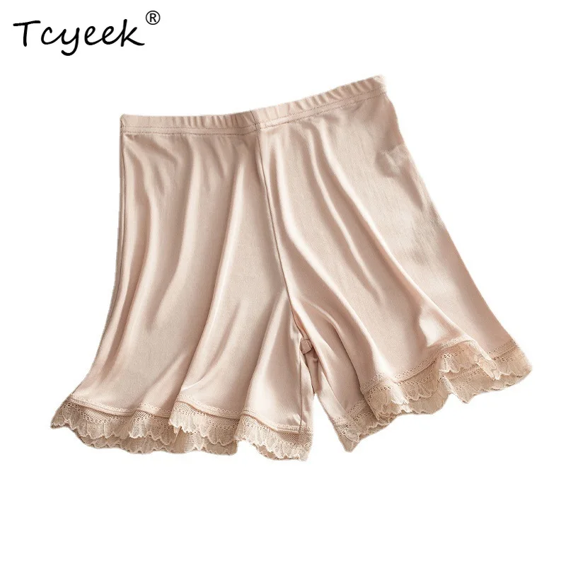 Tcyeek-pantalones de seda de morera auténtica para mujer, pantalón de seguridad con parte inferior de Color sólido, transpirable, cómodo y agradable para la piel, P37810QM