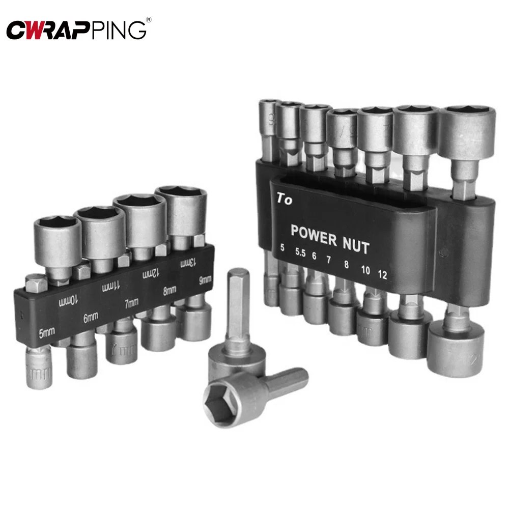 9-14pcs Hex Socket Sleeves Set 5mm-13mm Nuts Driver Bits For Electric Wrench Screwdriver Car Repair Hand Tools Accessories