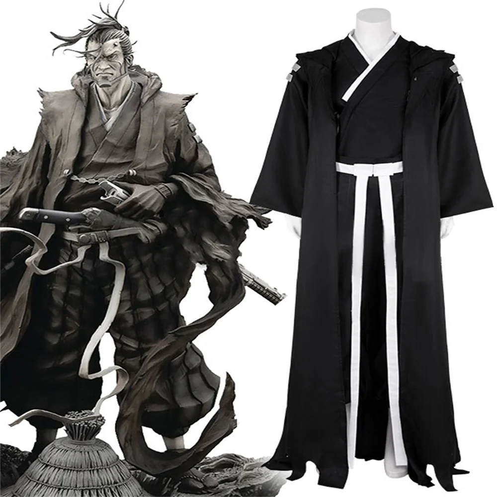 Movie Visions Ronin Cosplay Costume Black Kimono Set Uniform For Men Halloween Carnival Outfits