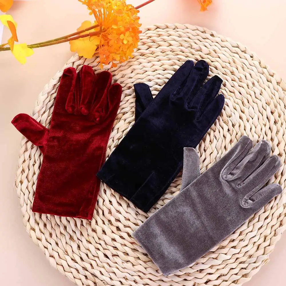 Outdoor Cycling Winter Soft Women Autumn Full Finger Mittens Elastic Driving Gloves Gold Velvet Gloves