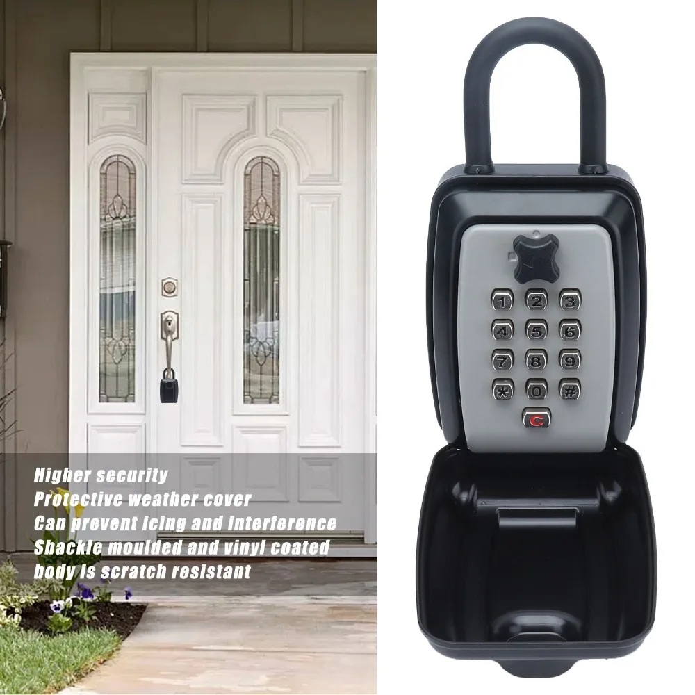 12 Digit Keyboard Key Lock Box Resettable Aluminum Alloy Combination Key Lock Anti-Theft Wall Mounted Key Box For Office