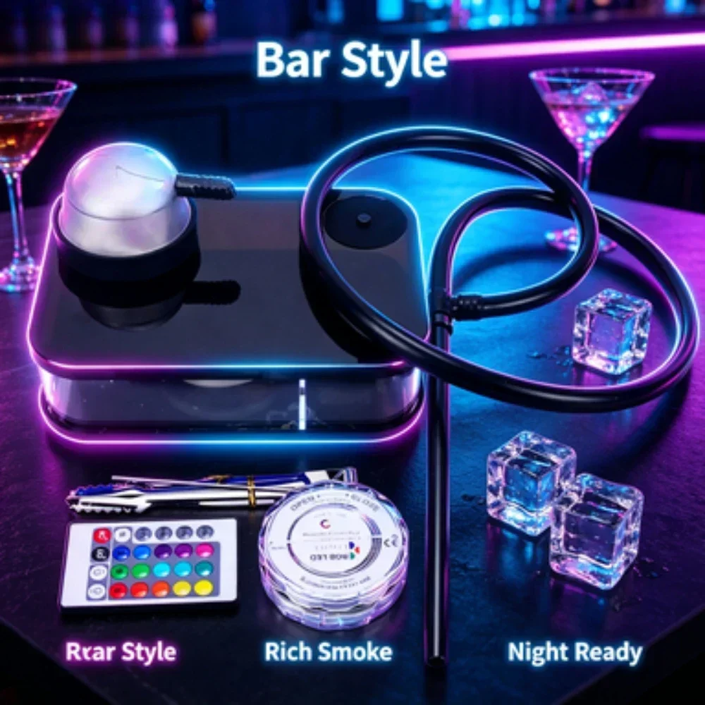 I Smoking Hookah LED Light Nargile Cachimba Water Pipe Chicha Hookah Kit Accessories For Smoking Кальян Acrylic ShishaLOVE