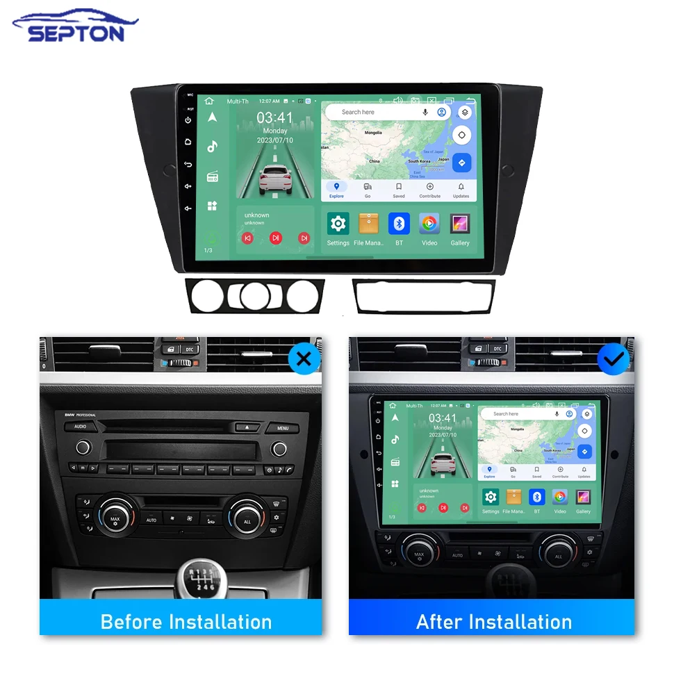 SEPTON Car Player Radio for BMW 3 Series E90 E91 E92 E93 2005-2013 Carplay Vehicle Audio Player GPS Navigation Android Auto QLED