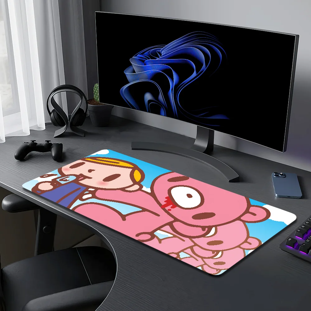 Cartoon Gloomy Cute Bear Mouse Pad Large Desk Mat Keyboard Ergonomic Office Rubber Game PC Non-slip Anti-fray Home Custom Best P