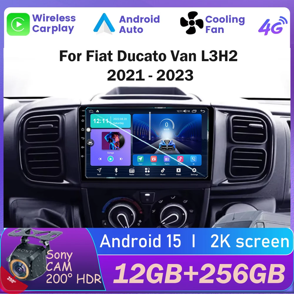 

Android 15 Car Radio For Fiat Ducato Van L3H2 2021 2022 2023 Carplay Auto GPS Navigation DSP 360 Camera Stereo 2Din Video Player