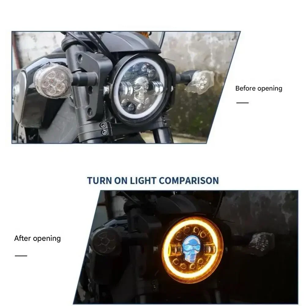 【Supreme quality】For QJMOTOR SRV 600 headlight QJ srv 600 round light LDE super bright headlight