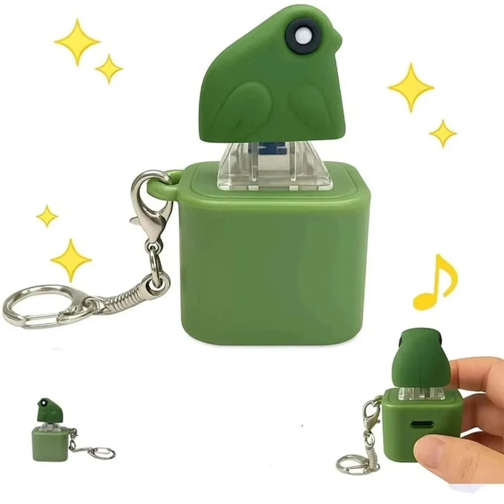 Electronic Frog and Pig Button Voice Keychain Luminous Keyboard Button Keyboard Fidget Keychain Pendant Removable