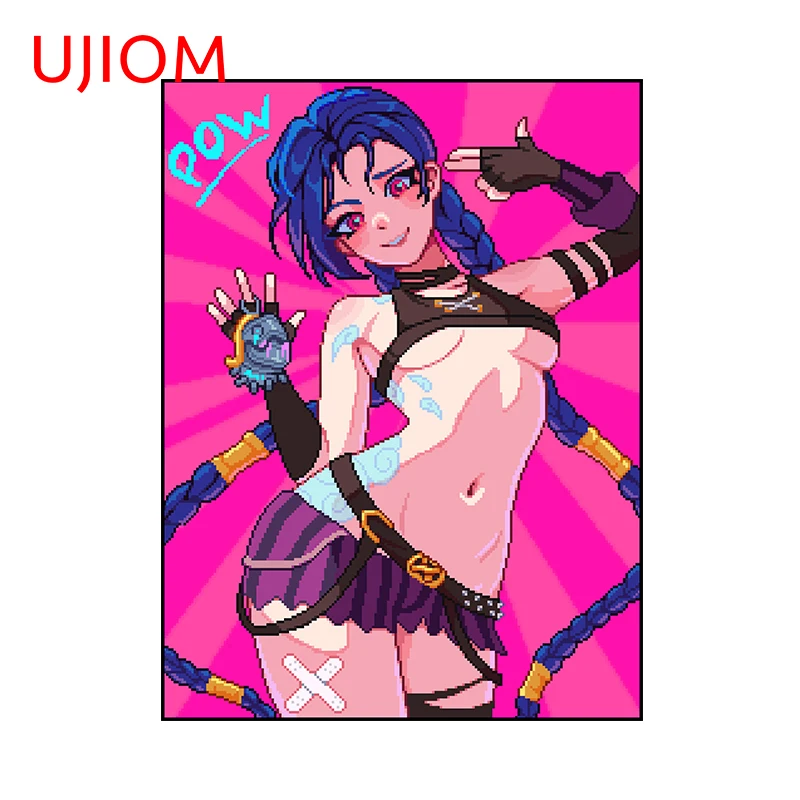 UJIOM 13cm × 9.8cm League Of Legends Jinx Wall Stickers Colorful Game Room Wallpapers Decals Creative Amusing House Decoration