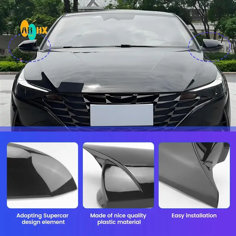 

ABHX-M Style Car Rearview Mirror Cover Trim Frame Side Mirror Caps For Hyundai Elantra 2021 2022