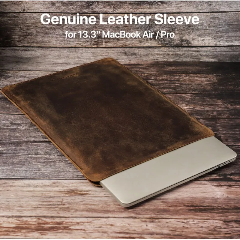 

Genuine Leather Lady Laptop Sleeve Case For Macbook Pro Air 13 14 16 M3 M2 M21 Cover HP DELL XPS 13 Computer Bag Men