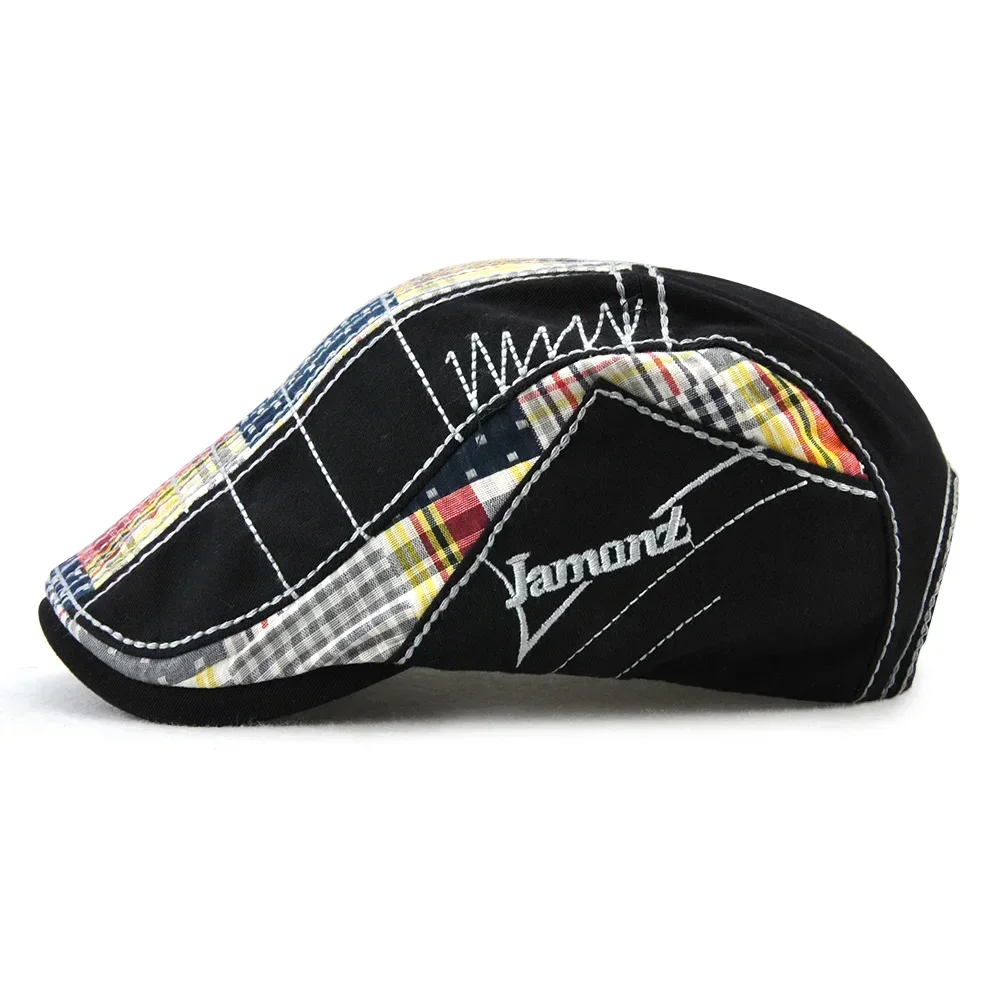 TOHUIYAN 2026 Plaid Cotton Newsboy Cap Men Casual Ivy Hat Duckbill Visor Cabbie Hats Summer Gorras Planas Flat Cap For Women Hat